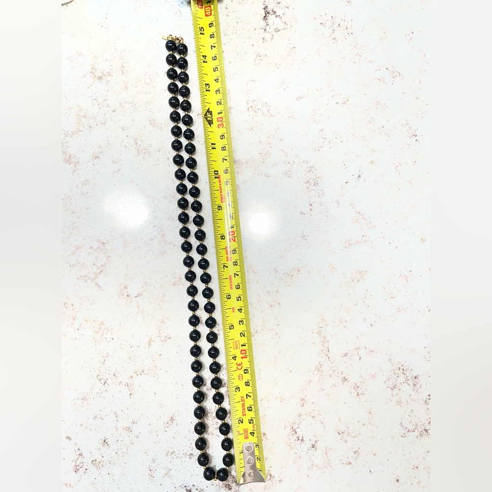 Vintage Monet Black and Gold Beaded Necklace - Picture 3 of 4
